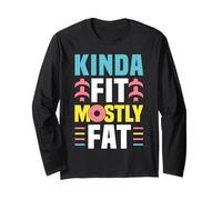 Kinda Fit Mostly Fat Funny Gym Design Maglia a Manica