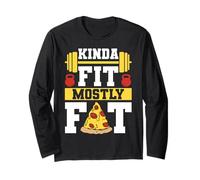 Kinda Fit Mostly Fat Funny Gym Design Maglia a Manica