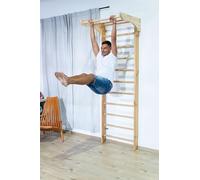 Kinder-1-240 Scala svedese in legno + barra per bambini - Scala interna per la casa | Parete di arrampicata per bambini e adulti, giocattolo sportivo Montessori, fitness e riabilitazione