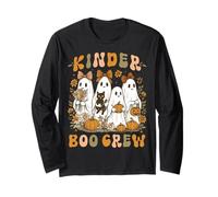 Kinder Boo Crew Teacher Kid Girly Halloween Gatto Fantasma Floreale Maglia a Manica