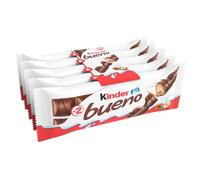 Kinder Bueno - 10 Snack al Cioccolato e Nocciola, un Wafer Ripieno di Crema alle Nocciole Ricoperto di Cioccolato, 5 Confezioni
