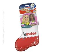 Kinder Calza della Befana Barbie, 7 Snack Dolci al Cioccolato Assortiti, il Dobble e il Sacco Befana di Barbie, Idea Regalo, Confezione da 176 gr