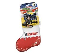 Kinder Calza della Befana Batman, 16 Snack Dolci al Cioccolato Assortiti, il Portachiavi Led e il Sacco Befana di Batman, Idea Regalo, Confezione da 214 gr