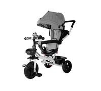 Kinder Dreirad Fahrrad Buggy Con Schiebestange UV-Dach EVA Ruote Grigio 6-60M