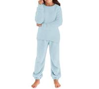Kinder Jungen Mädchen Fleece Schlafanzug Zweiteiler Kuschelig Langarm Pullover + Pigiama Warme Winter Nachtwäsche Flauschiger Pigiama Set Plüsch 2 Teiliges Hausanzug Kleinkind Pjs 2-14 Jahre