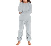 Kinder Jungen Mädchen Fleece Schlafanzug Zweiteiler Kuschelig Langarm Pullover + Pigiama Warme Winter Nachtwäsche Flauschiger Pigiama Set Plüsch 2 Teiliges Hausanzug Kleinkind Pjs 2-14 Jahre, Licht