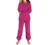 Kinder Jungen Mädchen Fleece Schlafanzug Zweiteiler Kuschelig Langarm Pullover + Pigiama Warme Winter Nachtwäsche Flauschiger Pigiama Set Plüsch 2 Teiliges Hausanzug Kleinkind Pjs 2-14 Jahre, Heiße