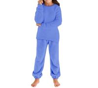 Kinder Jungen Mädchen Fleece Schlafanzug Zweiteiler Kuschelig Langarm Pullover + Pigiama Warme Winter Nachtwäsche Flauschiger Pigiama Set Plüsch 2 Teiliges Hausanzug Kleinkind Pjs 2-14 Jahre, blu