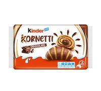 Kinder Kornetti Cioccolato - 6 Cornetti al Cioccolato con Doppio Impasto al Cacao e Cremoso Ripieno Kinder, Ottimi a Colazione e Merenda, Confezione da 252 Grammi