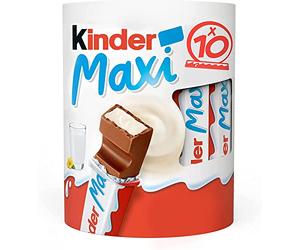 Kinder Maxi, barrette di cioccolato al latte, 10 pezzi da 21 gr