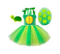 Kinder Schildkröte Kostüm - Tierkostüm Set Mit Tutu Rock | Mädchen Tiermottokleid Mit Schildkröten Stirnband & Panzer | Für Mädchen 2-12 Jahre, Rollenspiel Tutu Kostüm Für Karneval, Fasching, Geburtst