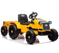 Kinder Trattore Con Rimorchio, Auto Elettrica Per Bambini, LED, Radio, Giallo