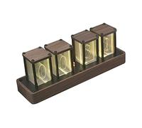 KinderCoring Orologio a Tubi Nixie, Orologio Retrò Multifunzionale con Display 12/24 Ore, Calibrazione Dell'ora, Sveglia, Orologio Digitale a Tubi Nixie per De, PP quattro tubi fai da te