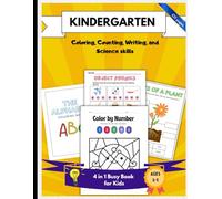 Kindergarten 4 in 1 Busy Book for Kids: Math, Science, Writing, and Reading Skills