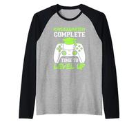Kindergarten Complete Time To Level Up Kids Shirt Graduazione Maglia con Maniche Raglan