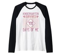 Kindergarten Grade Survived 100 Days of Me Back To School Maglia con Maniche Raglan
