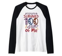 Kindergarten Grade Survived 100 Days of Me Back To School Maglia con Maniche Raglan