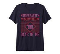 Kindergarten Grade Survived 100 Days of Me Back To School Maglietta Premium