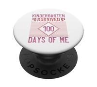 Kindergarten Grade Survived 100 Days Of Me Back To School PopSockets PopGrip Adesivo