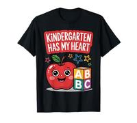 Kindergarten Has My Heart Teacher Classroom Love Apple ABC Maglietta