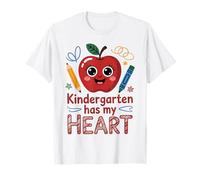 Kindergarten Has My Heart Teacher Valentine Love Kids Style Maglietta