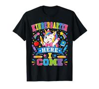 Kindergarten Here I Come Unicorn Student Back To School Maglietta