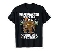 Kindergarten The Adventure Begins Back To School Bigfoot Maglietta