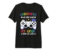 Kindergarten We Done 1st Grade Here We Come Back To School Maglietta Premium