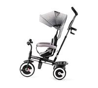 Kinderkraft ASTON 2 PRO Triciclo bambini dai 9 Mesi fino 25 kg, Passeggino con Maniglione regolabile, Bici, Sedile girevole Fronte Mamma e Strada, Cappottina pieghevole, Ruota libera, Blu