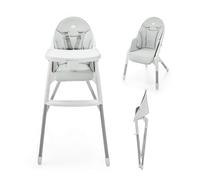 Kinderkraft DINNLY Seggiolone Pappa, Rialzo da Sedia, Vassoio Regolabile, per Bambini da 6 Mesi fino 5 Anni, Grigio chiaro