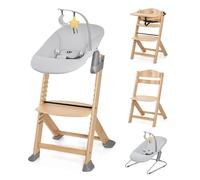 Kinderkraft ENOCK Seggiolone Pappa + Sdraietta CALMEE, in Legno, Evolutivo, Multifunzionale, Sedia Ergonomica, Altezza Regolabile, Facile da Pulire, dai 6 Mesi ai 10 Anni