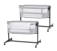 Kinderkraft kk NESTEE UP2 Culla da affiancare, Lettino Co-Sleeping, 5 livelli di regolazione dell’altezza, 4 ruote per poterlo, Facile da Montare, Accessori materasso, Morbido materiale, Grigio Claro