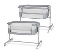 Kinderkraft kk NESTEE UP2 Culla da affiancare, Lettino Co-Sleeping, 5 livelli di regolazione dell’altezza, 4 ruote per poterlo, Facile da Montare, Accessori materasso, Morbido materiale, Grigio