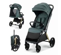 Kinderkraft LOOM Passeggino compatto e leggero, chiusura automatica, grandi ruote antiforatura, schienale reclinabile, dalla nascita fino a 22 kg, Verde
