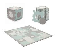 Kinderkraft LUNO SHAPES Tappetino da gioco, Palestrina Interattiva, Puzzle, include 30 pezzi Borsa transporto, Morbido Tappetino, Educativo, di Schiuma, per Bambini da Neonati, Menta