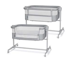 Kinderkraft NESTEE UP2 Culla da affiancare, Lettino Co-Sleeping, 5 livelli di regolazione dell’altezza, 4 ruote per poterlo, Facile da Montare, Accessori materasso, Morbido materiale, Grigio