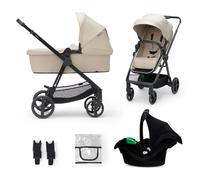 Kinderkraft NEWLY 3 in 1 Trio passeggino neonati, con Ovetto I-SIZE 40-75 cm, Carrozzina, TRAVEL SYSTEM, filtro UPF50+, Con Accessori, Pieghevole, Schienale regolabile, Beige
