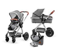 Kinderkraft Passeggino Duo Veo, 2 in 1 , Carrozzina, Navicella, Ammortizzate, Pieghevole, Accessori, 0-15 kg, Grigio