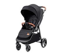 Kinderkraft Passeggino GRANDE PLUS per bambini dalla nascita a 22 kg, cappuccio extra-large, posizione sdraiata, pieghevole con una sola mano, assorbimento degli urti su tutte le ruote, nero