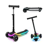 Kinderkraft RAKET Monopattino Bambini 2+ Anni a 3 Ruote con Luci LED RGB - Leggero e Pieghevole, Manubrio Regolabile, Sistema di Equilibrio, Freno Sicuro, Nero