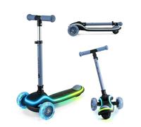 Kinderkraft RAKET Monopattino Bambini 2+ Anni a 3 Ruote con Luci LED RGB - Leggero e Pieghevole, Manubrio Regolabile, Sistema di Equilibrio, Freno Sicuro, Blu
