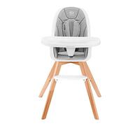 Kinderkraft Seggiolone Pappa TIXI, Gambe In Legno, Ergonomico, Vassoio Regolabile, Poggiapiedi, 6 Mesi fino a 5 Anni, Grigio