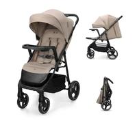 Kinderkraft TRIG 3 con vassoio, Passeggino 22 kg, CLICK & FOLD, Beige