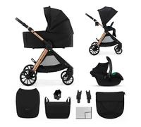 Kinderkraft VESTO 2, passeggino trio 3 in 1, travel system neonato con carrozzina, ovetto auto MINK PRO 2, seduta reversibile, chiusura compatta, ruote EVA, Nero