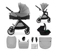 Kinderkraft VESTO 2, passeggino trio 3 in 1, travel system neonato con carrozzina, ovetto auto MINK PRO 2, seduta reversibile, chiusura compatta, ruote EVA, Grigio