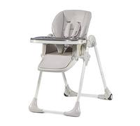 Kinderkraft YUMMY - Seggiolone per bambini, ergonomico, confortevole, reclinabile, pieghevole, con altezza regolabile, poggiapiedi, doppio vassoio staccabile, per bambini da 6 mesi a 3 anni, grigio