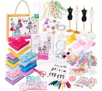 Kindermode-Design-, Modestudio- Für,-teilige Nähsets Für Kinder | Kreativer 2-Modequin-Ständer, Modedesigner-Set Für Die Herstellung Von Puppenkleidung, Halloween, Kindertag, Nähen L