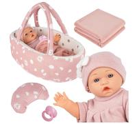 Kinderplay Bambola con barella e accessori - Bambola da 30 cm con coperta, cuscino e ciuccio - Bambole realistiche per bambini dai 3 anni in su, regalo per ragazze