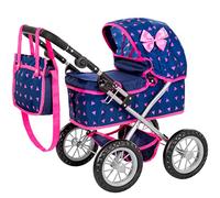 Kinderplay Carrozzina per Bambole - Gondola Leggera e Stabile - Manico Regolabile 33-63 cm - Ruote in Schiuma Silenziose - Per Bambole fino a 41 cm