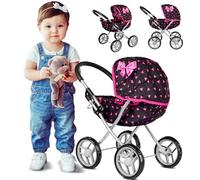 Kinderplay Carrozzina per Bambole, Passeggino per Bambole - Gondola, L'altezza del manico è di 54 cm, Passeggino Giocattolo, Costruzione Leggera e Stabile, KP0260R